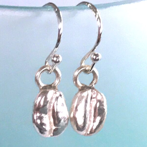 fine silver coffee bean earrings