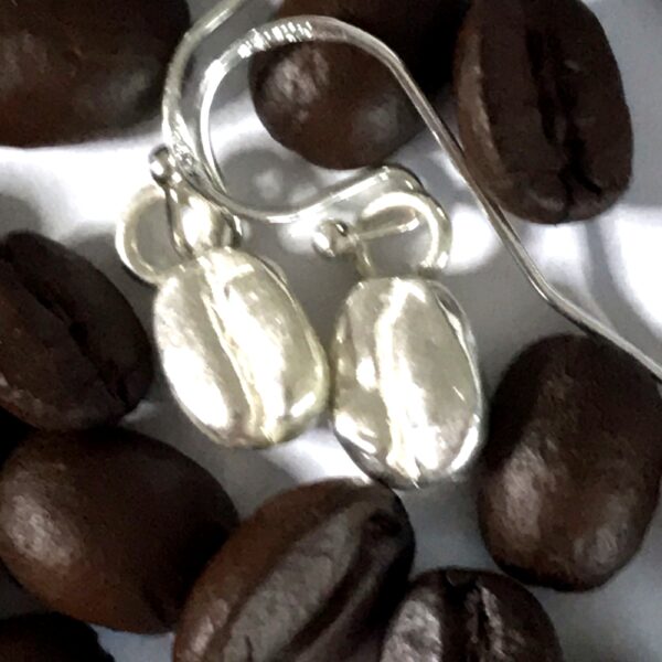 fine silver coffee bean earrings