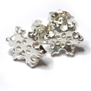 Tiny snowflake sterling silver stud earrings