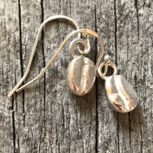 fine silver coffee bean earrings