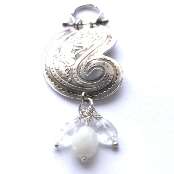 925 silver vintage look paisley pendant